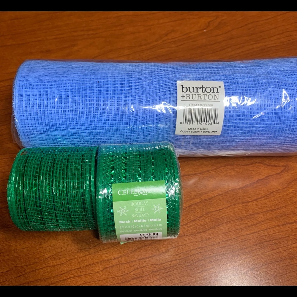 Deco mesh and deco mesh ribbon, wreath supplies